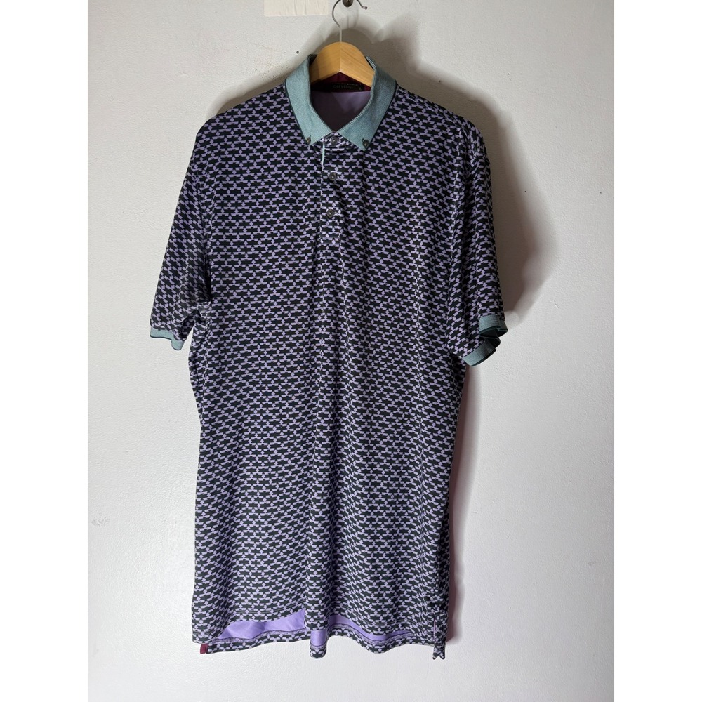 Greyson Thunderbird Windflower Mens Golf Polo purple‎ navy large